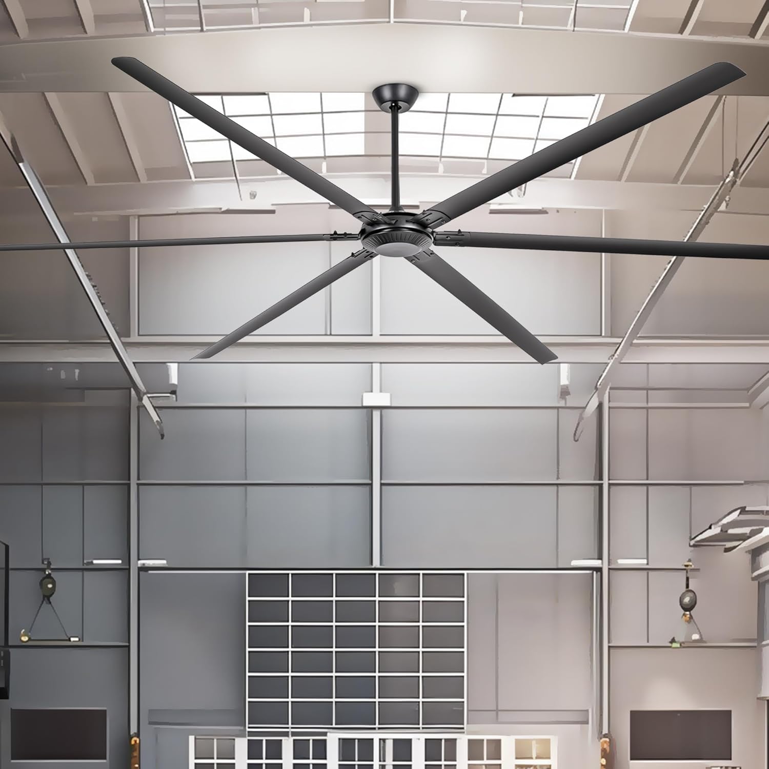 120" Ceiling Fan with Remote, No Light – Ultra-Quiet DC Motor, 6-Speed Reversible, Energy Efficient, Industrial Large Ceiling Fan for Patio, Living Room, High Ceilings,Black