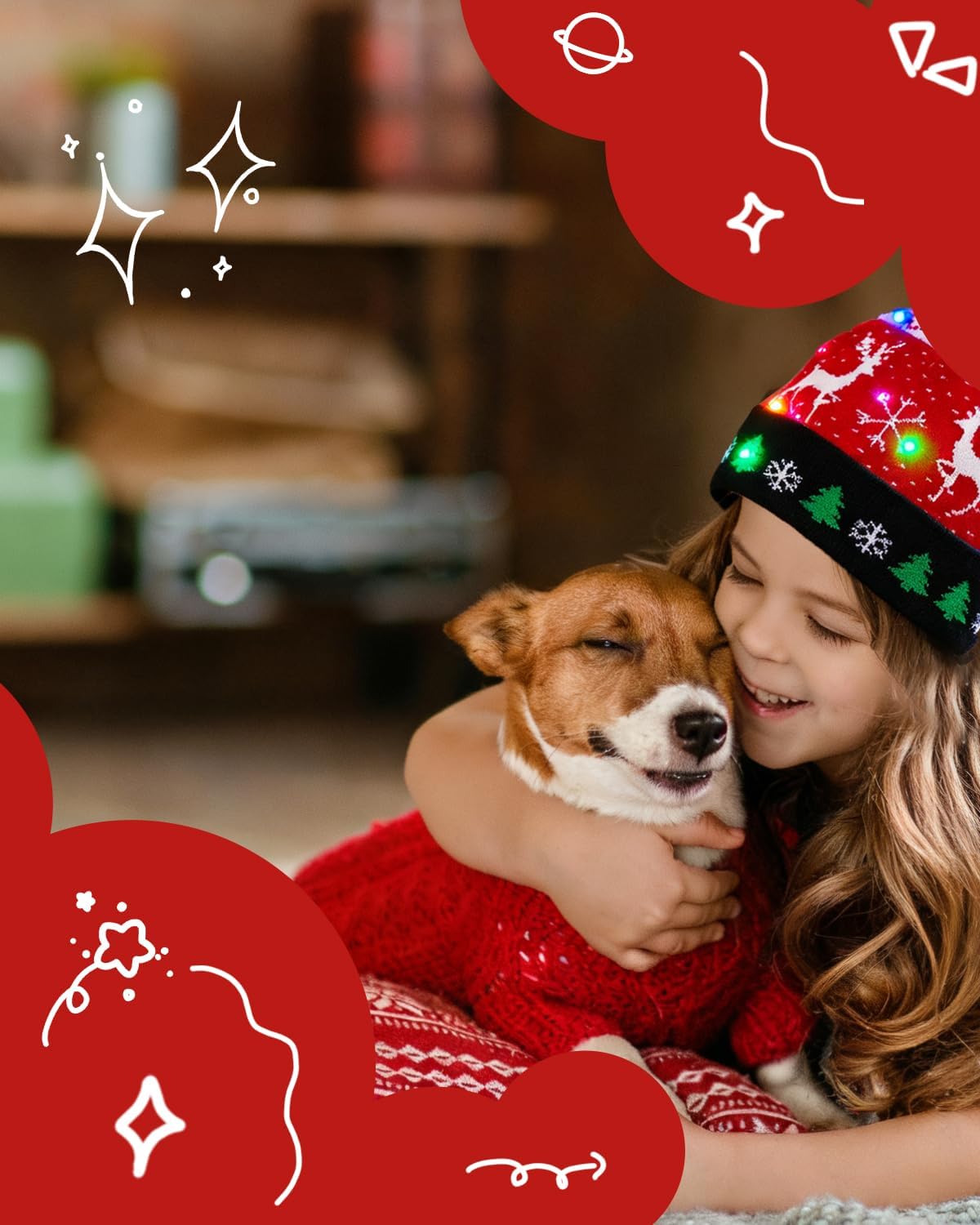 4 Pack LED Christmas Hat, Christmas Light-up Beanie Knit Hats with 6 LED Lights, Winter Snow Hat for Holiday Xmas Sweater New Years Party Supplies - Image 4