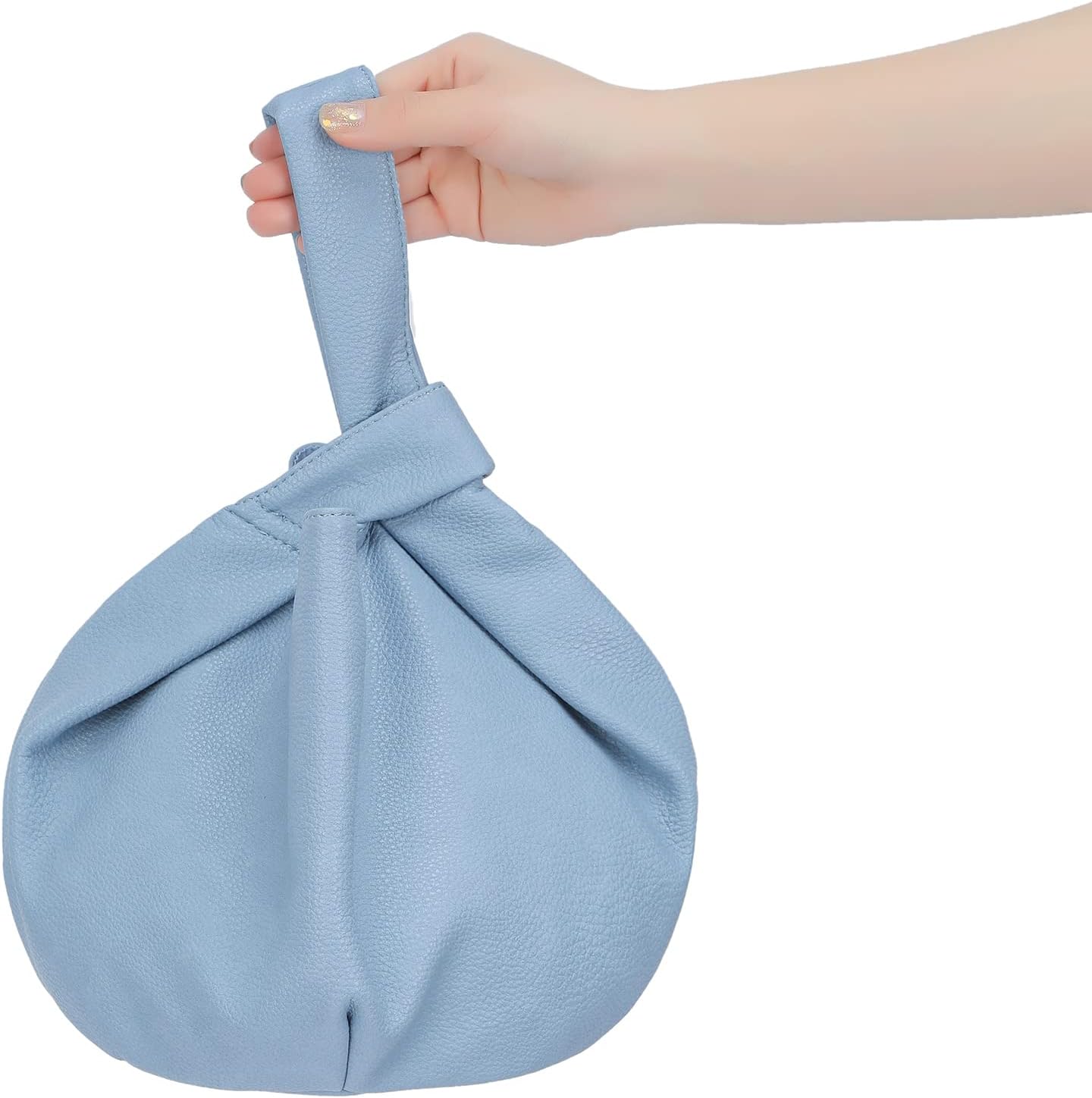 Women's Small Tote Bag for Women Soft Leather Top Handle Bag Wristlet Knot Pouch Purses and Handbags