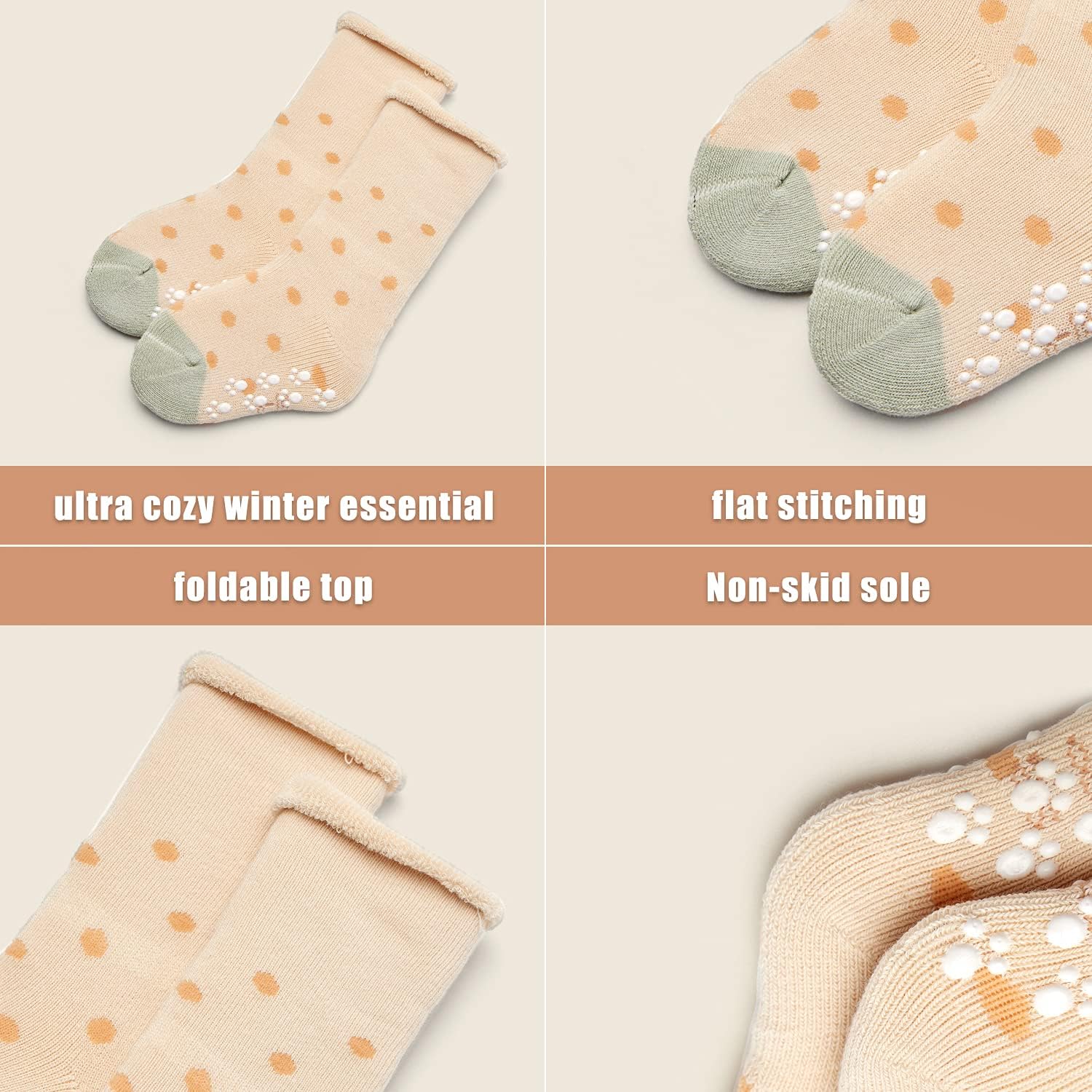 Baby Non Slip Warm Socks Baby Boys Thick Winter Socks with Grips for Baby Girls Non Skid Socks 6 Pack - Image 6