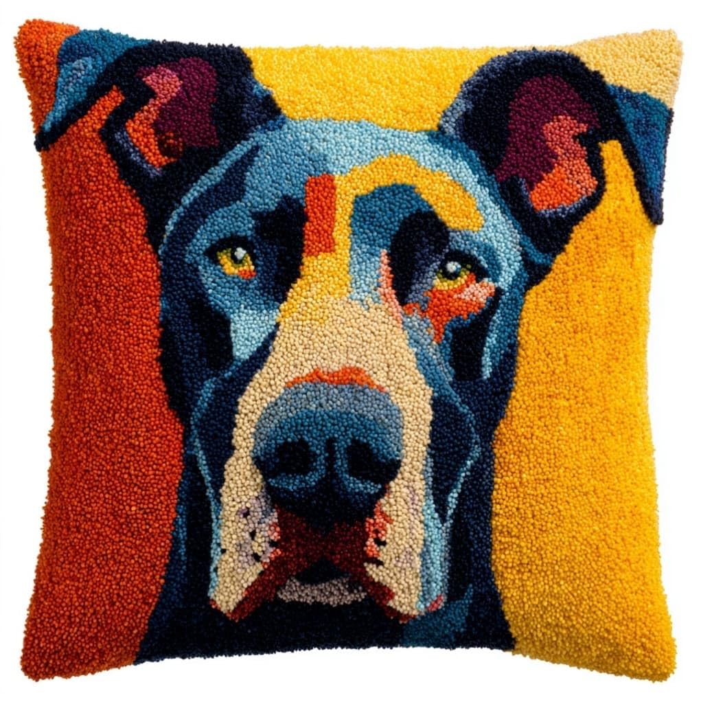 Henypt DIY Latch Hook Cushion Kit,Great Dane
