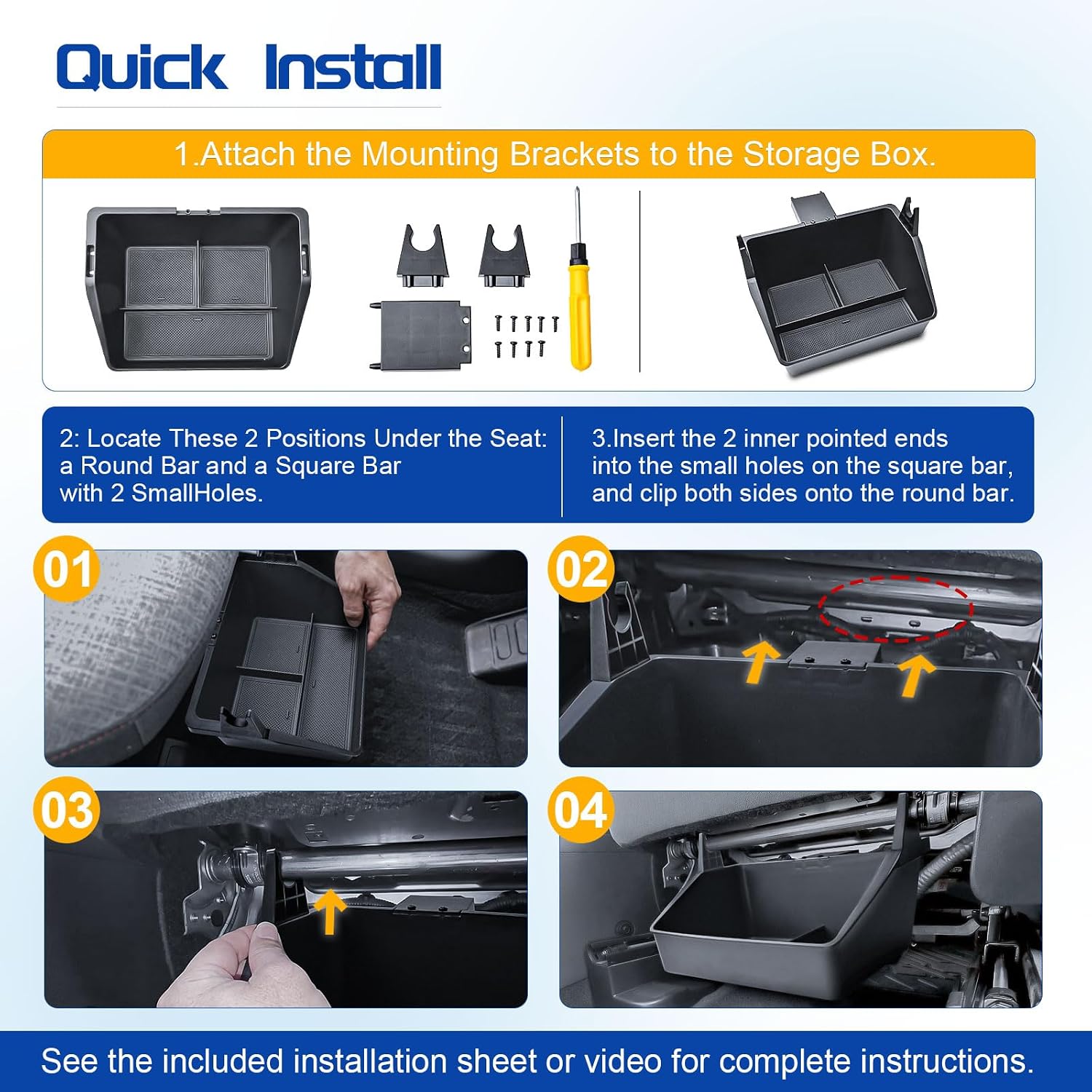EDBETOS Under Seat Storage Box for 2022-2024 2025 Ford Maverick Power Seat, Front Row Underseat Organizer Electric Seat Storage Tray Interior Accessories with Non-Slip Mat (Not Fit Manual Seat)