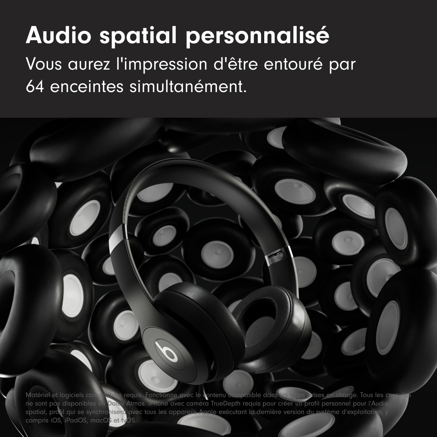 Beats Solo 4 – Casque Supra-auriculaire sans Fil Bluetooth, Apple et Android Compatible, 50 Heures d’autonomie – Noir Mat