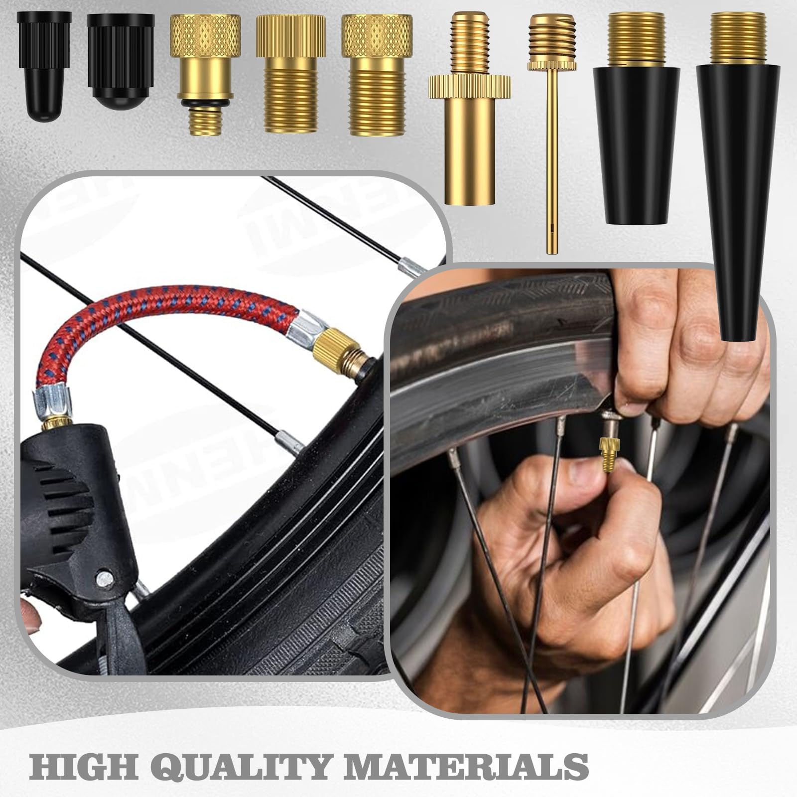 Adattatore Valvola Bici, 21 Pezzi Adattatore Valvola Presta, SV DV AV Adattatore Pompa Bici, Kit Gonfiaggio Bici, Adattatore Compressore Bici Adatto per Pneumatici per Palloncini e Cuscini D'aria