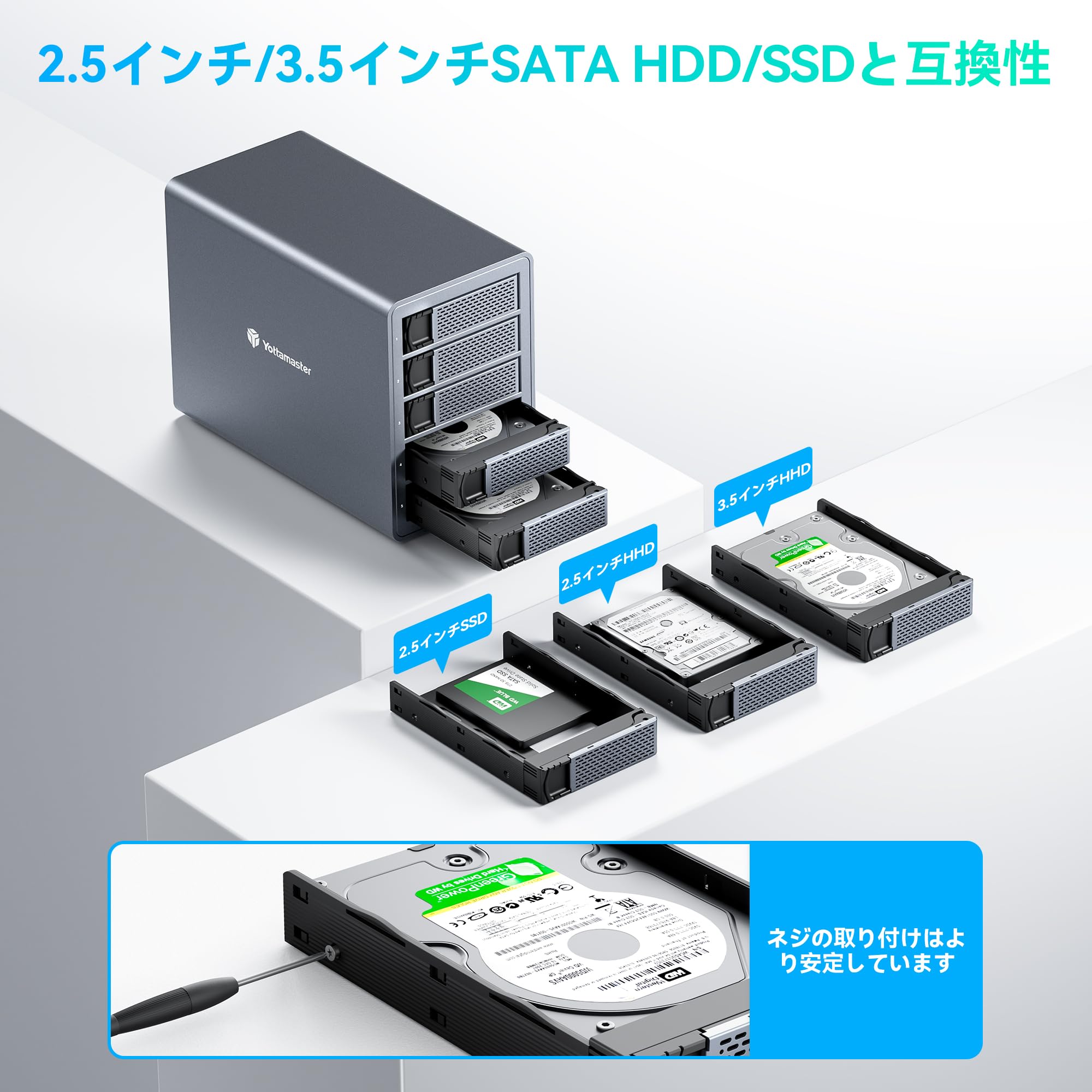 Amazon.co.jp: Yottamaster 5ベイ HDDケース 3.5/2.5インチ SATA HDD
