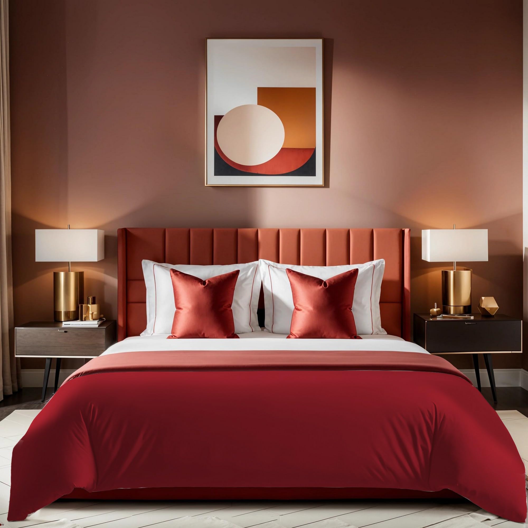 Premium Ranforce Single Quilt Cover (135 x 200 cm), 100% Cotton, Red | Button Closure, 145 Thread Count | Machine Washable at 30°C, Soft & Durable