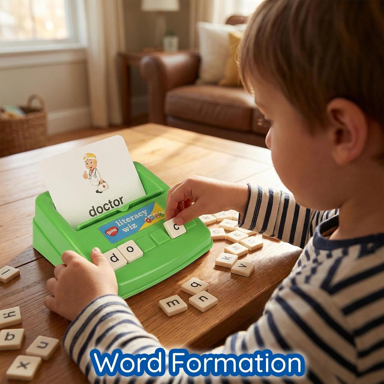 BOHS Literacy Wiz Fun Game - See and Hide Spell - Lower Case Flash Cards - Preschool Language Learning Educational Toys