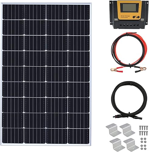 Kit de panel solar de 150 vatios y 12 voltios, módulo monocristalino, controlador de carga de 20 A para RV, barcos, remolques, cámper, sistema fuera
