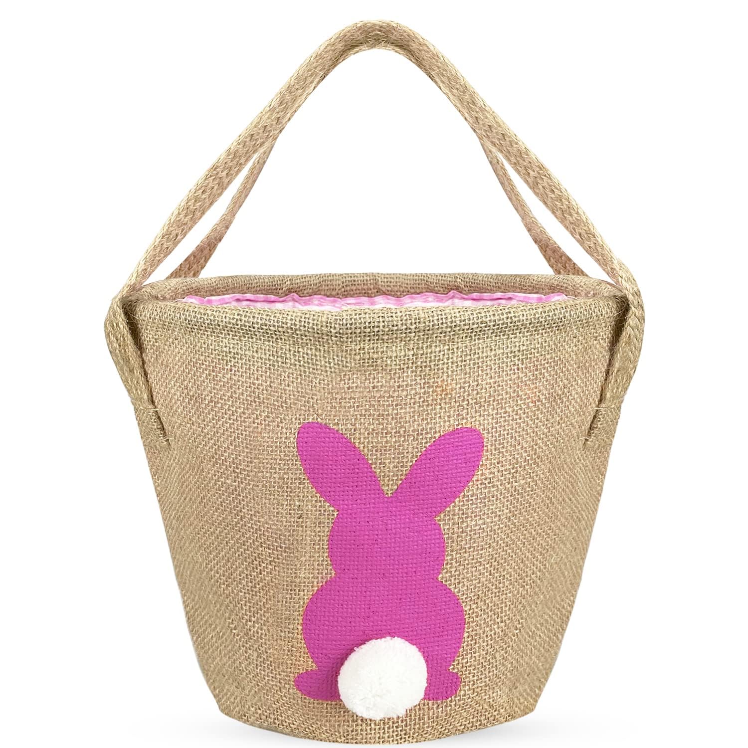 Leesgel Easter Basket for Kids Easter Eggs Hunt Games, Easter Baskets Empty Decorations Bag Bucket Tote for Children Boys Girls Easter Games Party Supplies Favour - Pink