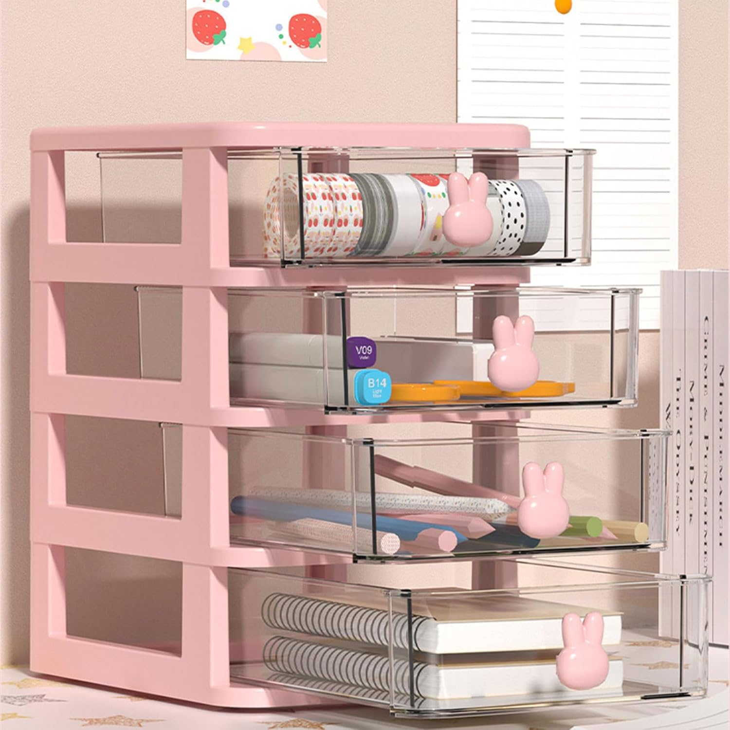 Rabbits Designed Container Stylish Rabbits Printed Storage Container Holder With Handle For Easy Carrying