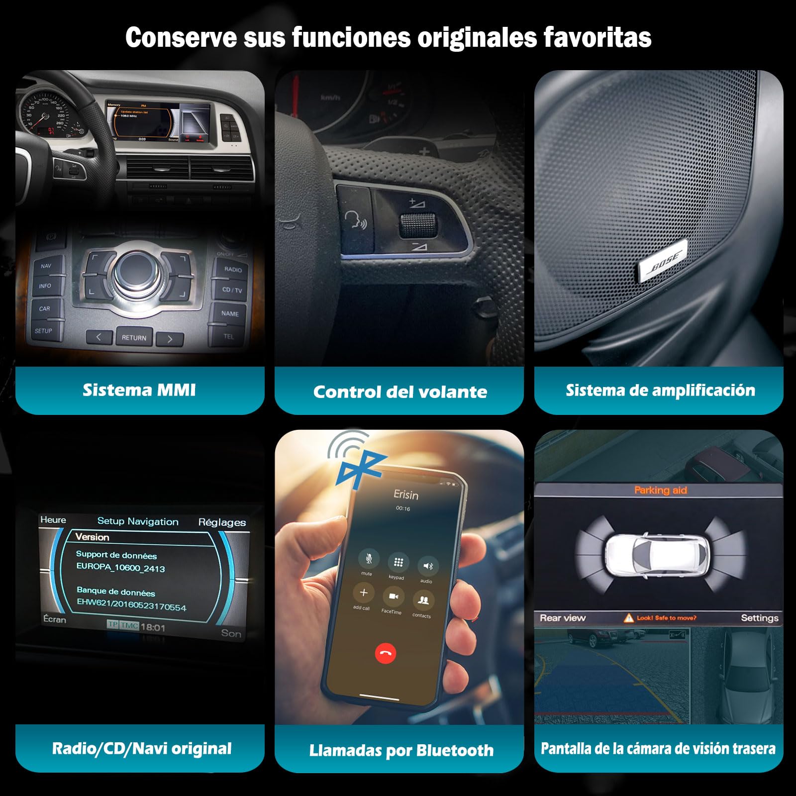 Android 16 Radio Coche Wireless Carplay Android Auto para Audi A6 2005-2008 | Snapdragon 8 Core GPS Navegador Bluetooth 5.1 DSP A2DP WiFi Canbus OEM Radio 8,8" IPS Pantalla táctil 4GB+64GB