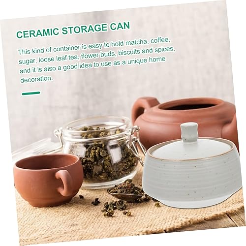 Miniatura 4 de UPKOCH Tarro de cerámica vintage para alimentos, tarros de almacenamiento con tapas, recipientes de té, cuencos de sopa de cerámica, recipientes de