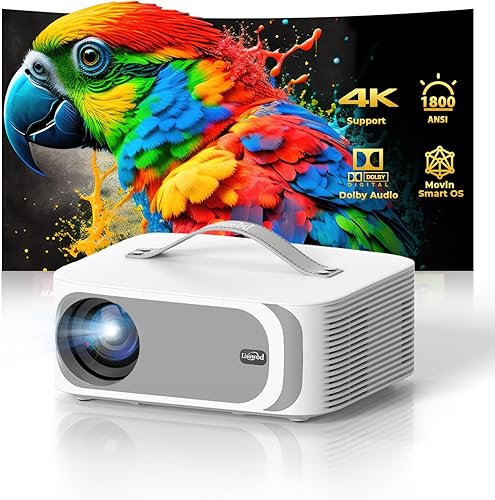 Aplicaciones oficialesAI Movin 2.0 OS1800 ANSI Proyector portátil 4k con WiFi y Bluetooth, audio DoIby de 35 W, enfoque automático AI con HDR10+,