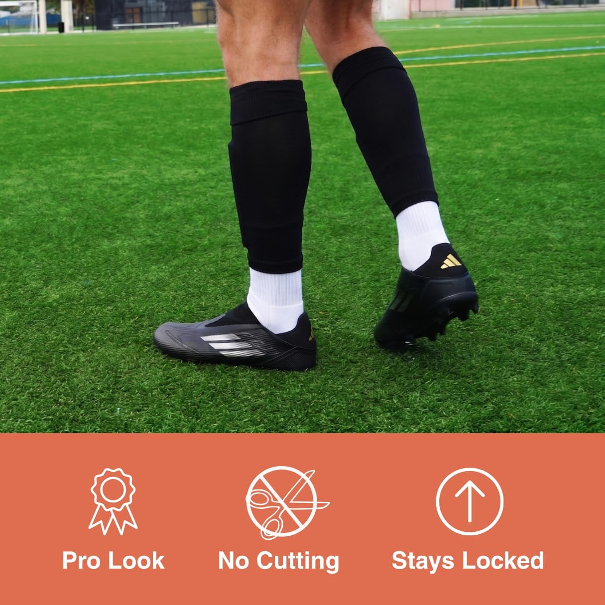 Pre Cut Soccer Socks for Men, Soccer Sock Sleeves for Grip Socks, No Cut Needed, Clean Leg Sleeves for Soccer and Football