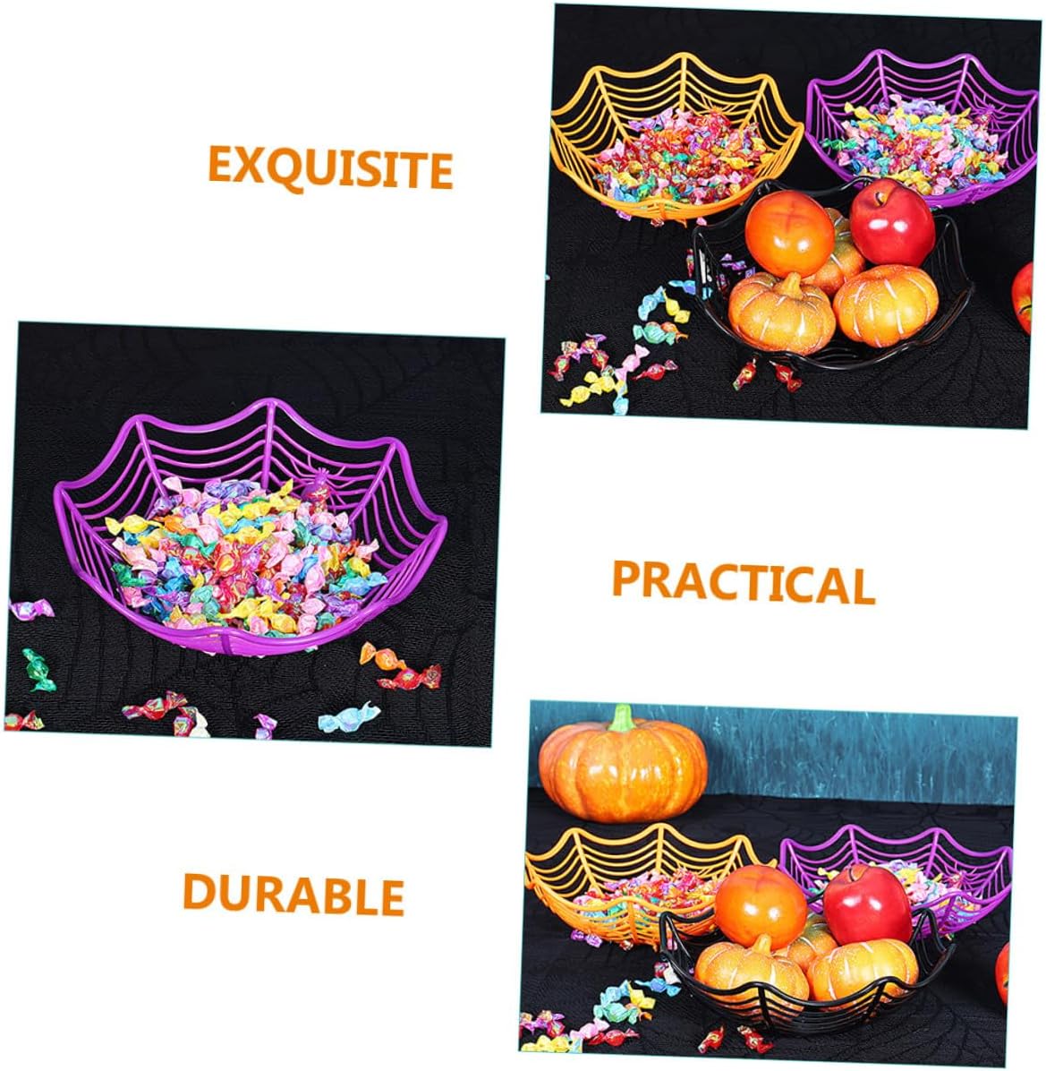CHILDWEET Spider Web Candy Plate 5pcs Plastic Halloween Party Decor
