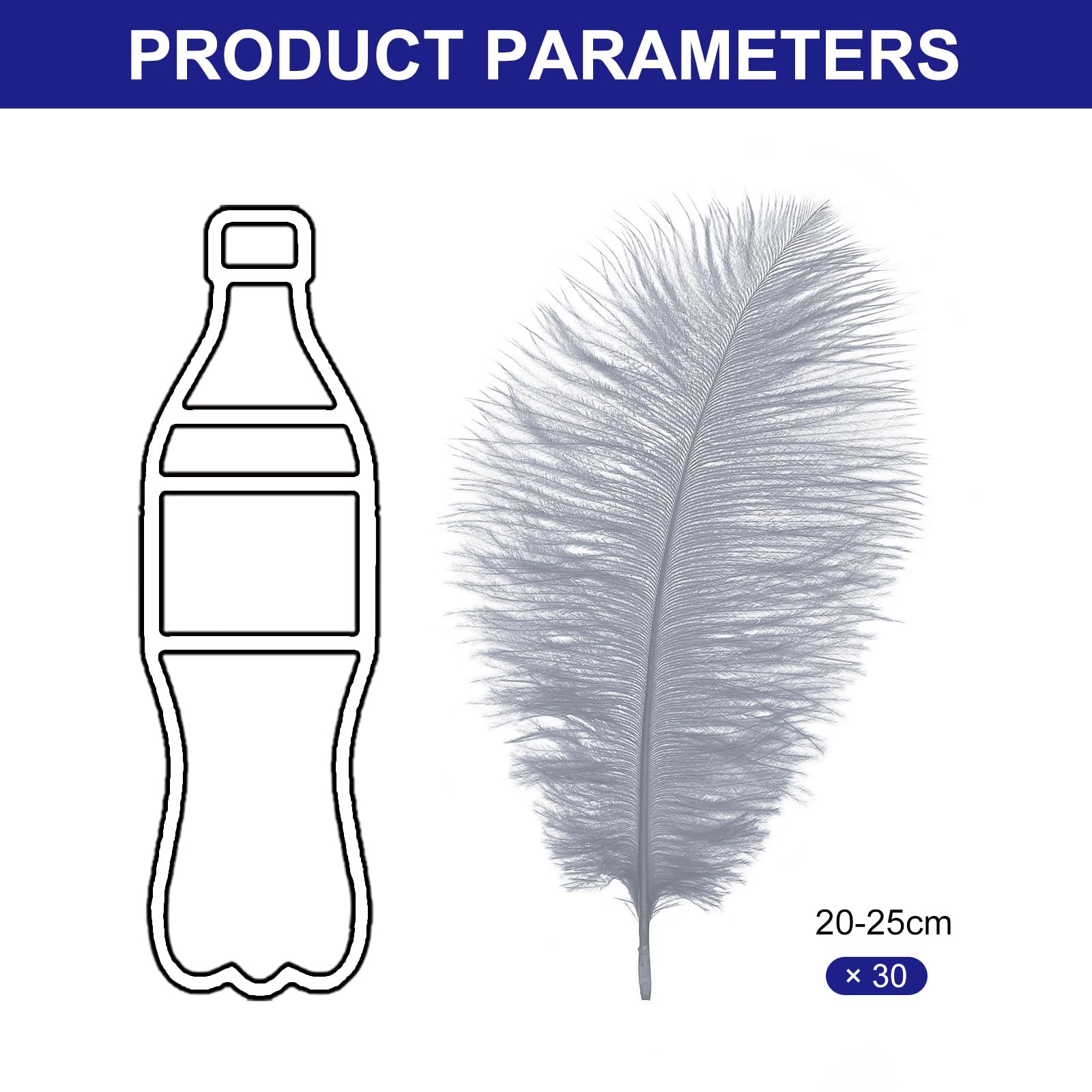 PATIKIL 30 Pcs Natural Ostrich Feathers Bulk 8-10 Inch/ 20-25 cm Large Ostrich Feathers for Crafts Home Decoration Wedding Party Vase Decor (Dark Grey) - Image 2