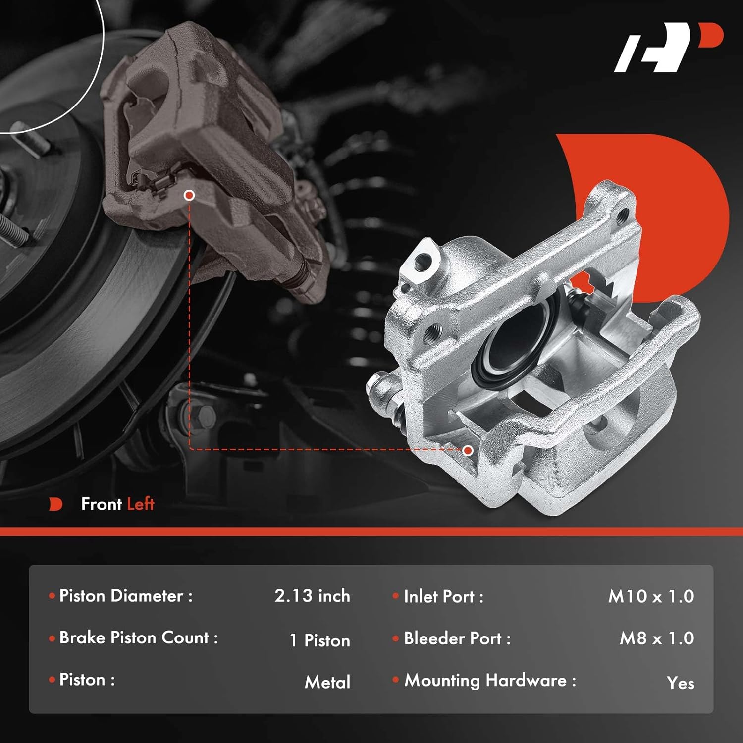 A-Premium Disc Brake Caliper Assembly with Bracket Compatible with Select Mazda Models - MX-5, MX-5 Miata 2006-2015, L4 2.0L - Front Right Passenger Side