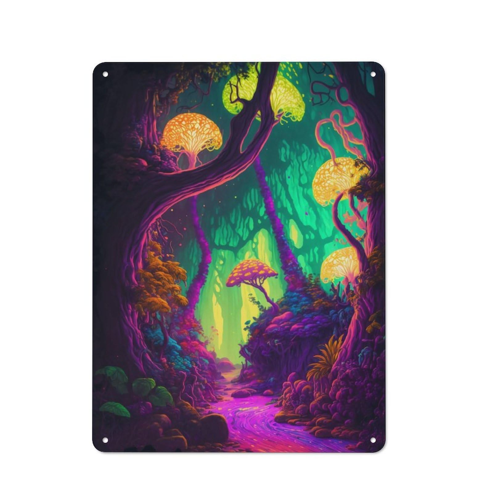 Junmoney Trippy Forest Vintage-Inspired Tin Sign 40X30cm For Garage Or Workshop, For Garage, Workshop And Man Cave Decoration