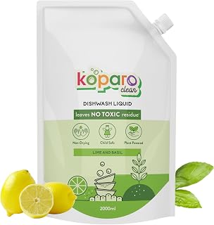 Koparo Organic Dishwash Liquid | 2 Litres Refill Pack | Powerful Grease Cutting Dishwasher Liquid | Thick Foam Liquid Dish... Price In India