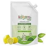 Koparo Organic Dishwash Liquid | 2 Litres Refill Pack | Powerful Grease Cutting Dishwasher Liquid | Thick Foam Liquid Dishwash for Kitchen Utensils | Baby & Pet Safe | Lime & Basil Fragrance
