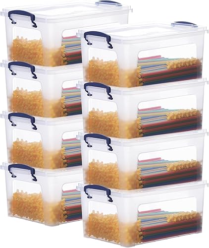 Superio Contenedores de almacenamiento transparentes con tapas, contenedores de plástico sin BPA de 6 cuartos de galón, cajas transparentes para