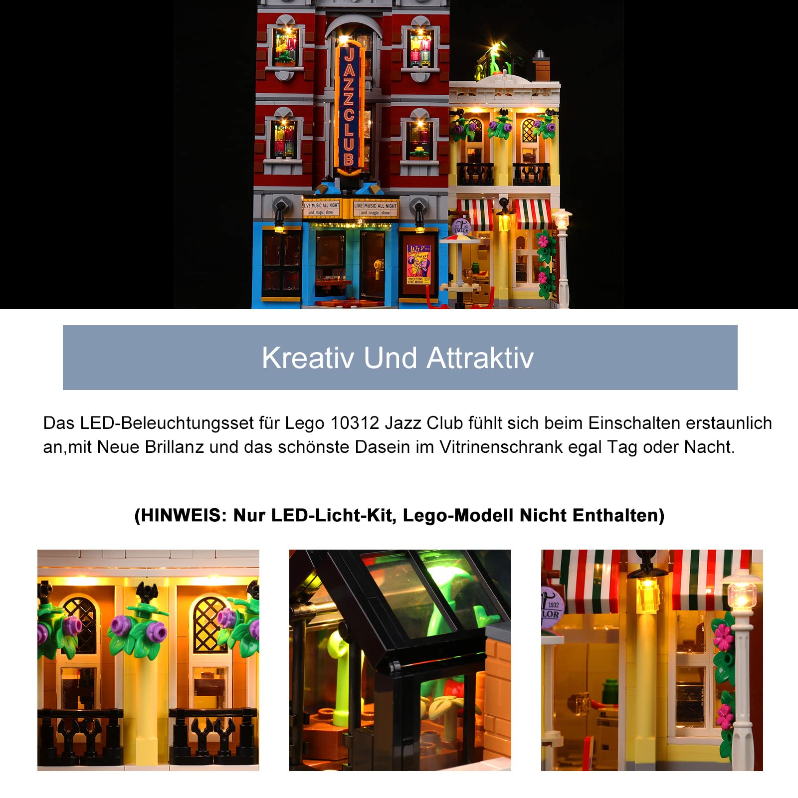 Wersja muzyczna Zestaw oświetlenia LED do Lego Jazz Club, Zestaw oświetlenia dekoracyjnego do Lego 10312 Jazz Club Klocki Model Kreatywna zabawka Światła - Brak Lego