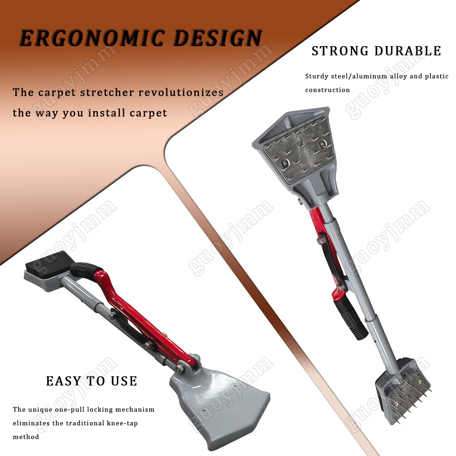 Kit d'outils d'étirement de tapis, outil professionnel d'installation de tapis, design sans genou pour la maison, le bureau, l'hôtel