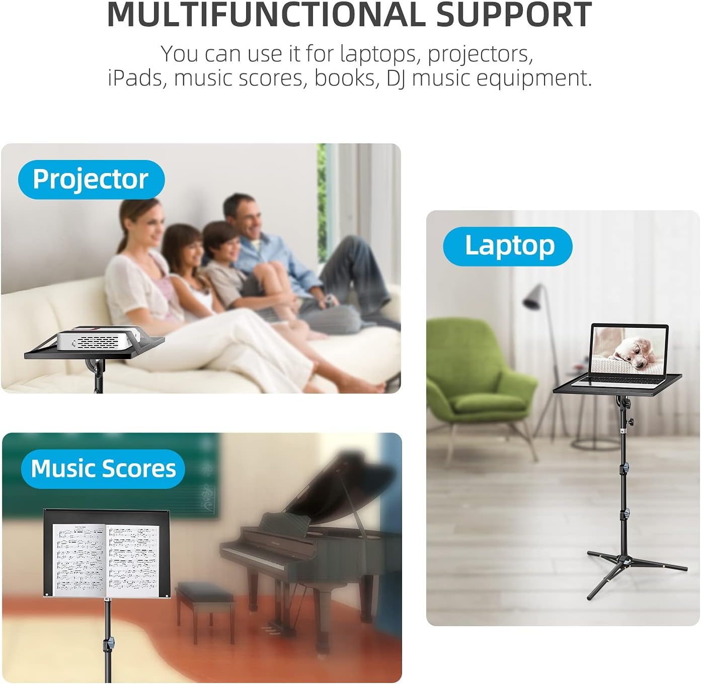 CODN Projector Stand, Foldable Projector Mount Laptop Tripod Adjustable Height 23'' to 43'', Universal Outdoor Laptop Floor Stand for Computer, Book, Music Notes, Sound Media, DJ Equipment : Electronics