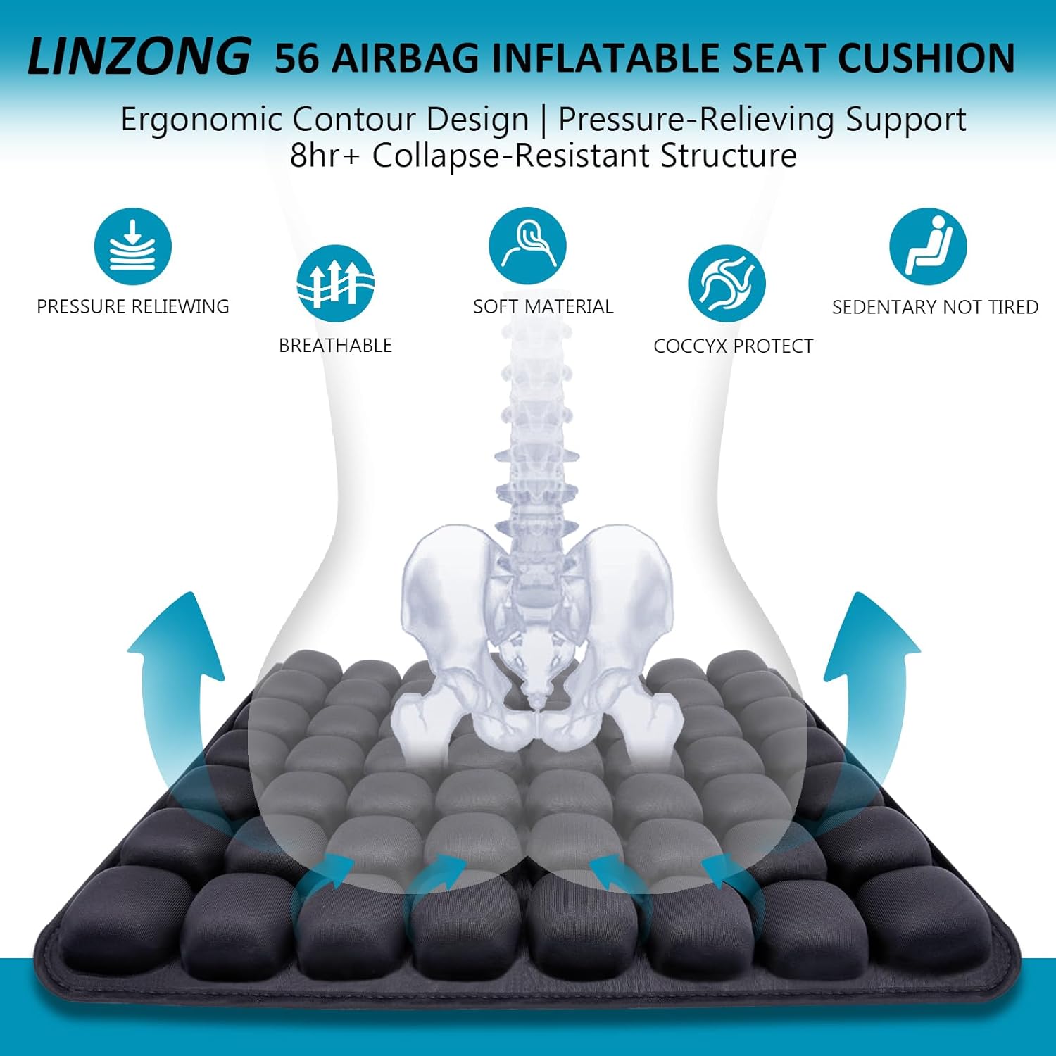 Travel Cushion Airplane Seat,Plane Seat Cushion for Long Flights,Portable Inflatable Seat Cushion for Air Travel,Office,Car and Wheelchair,Comes with Air Pump and Storage Bag