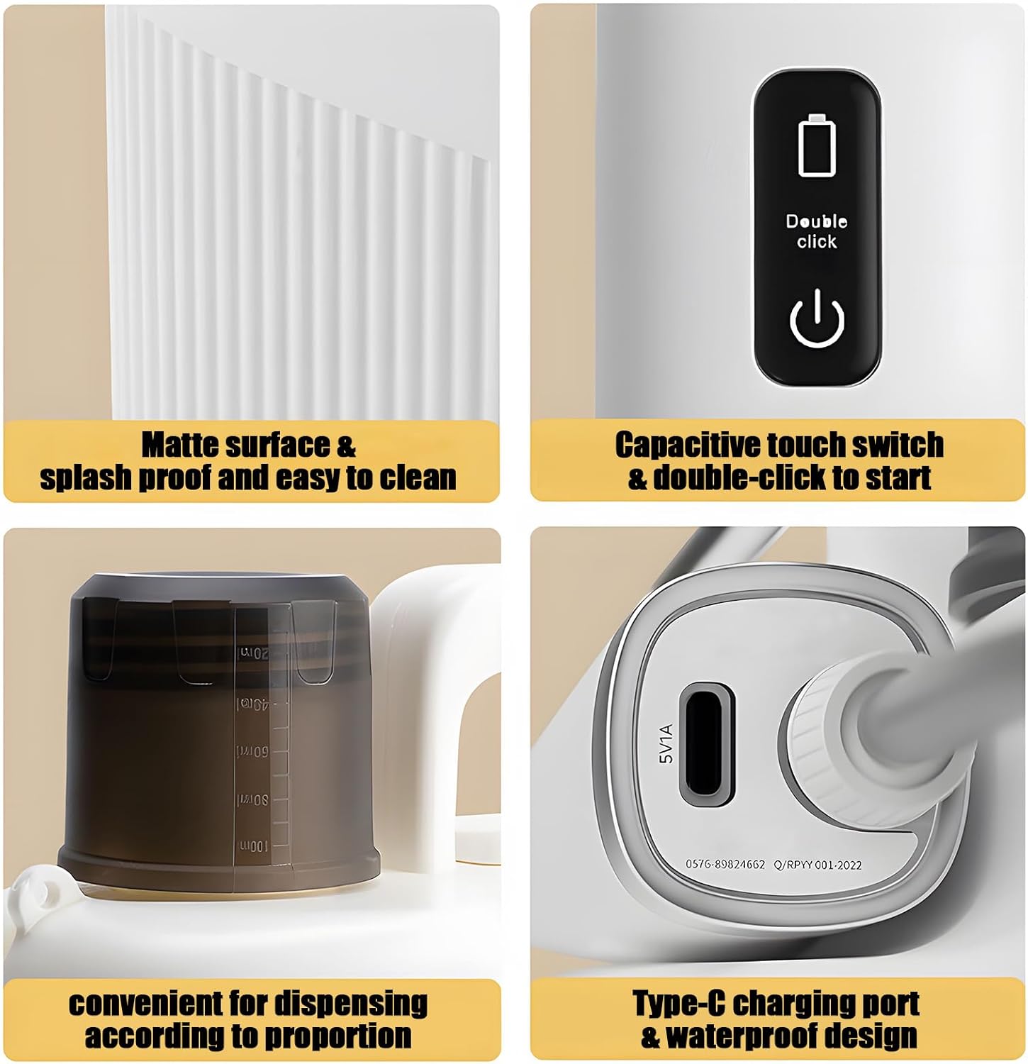 Battery Powered Sprayer, 1.35 Gallon Electric Garden Sprayer with USB Rechargeable Handle, Battery Indicator, 3 Replaceable Retractable Wand, Adjustable Strap for Yard, Lawn and Garden