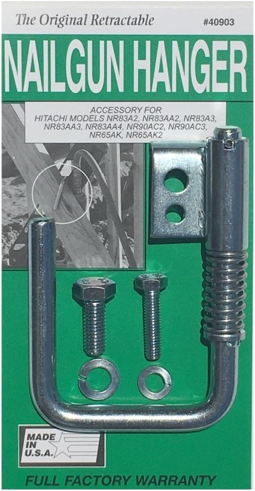 Original Nail Gun Hanger (Green #40903)- Hook compatible with Hitachi/Metabo, Milwaukee Framing Nail Guns and Positive Placement Nailers