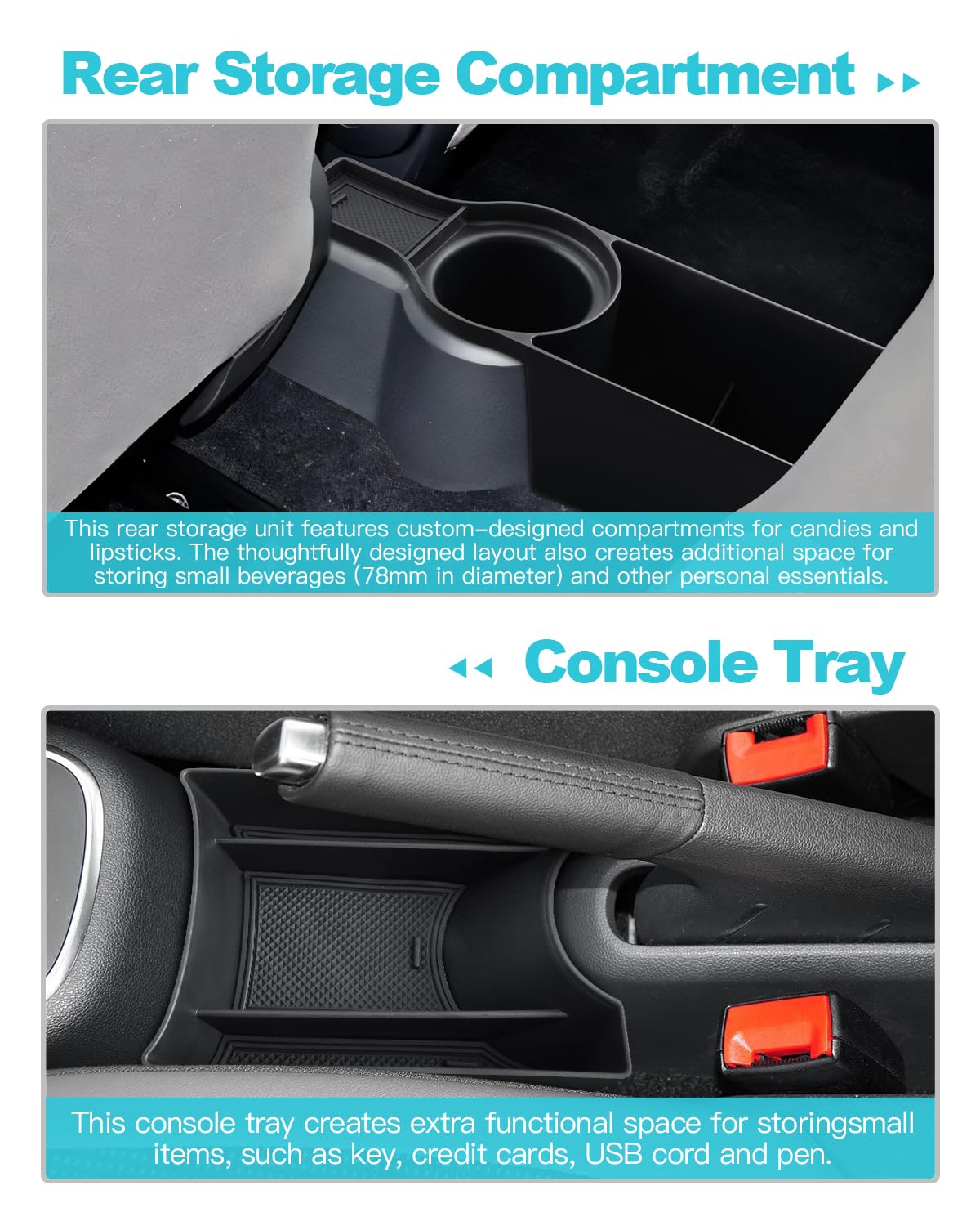 CDEFG Compatibile con VW UP GTI/Seat MII/Citigo 2013 – 2023 – Organizer per console centrale, per auto, centrale, accessori GTI [3 pezzi]