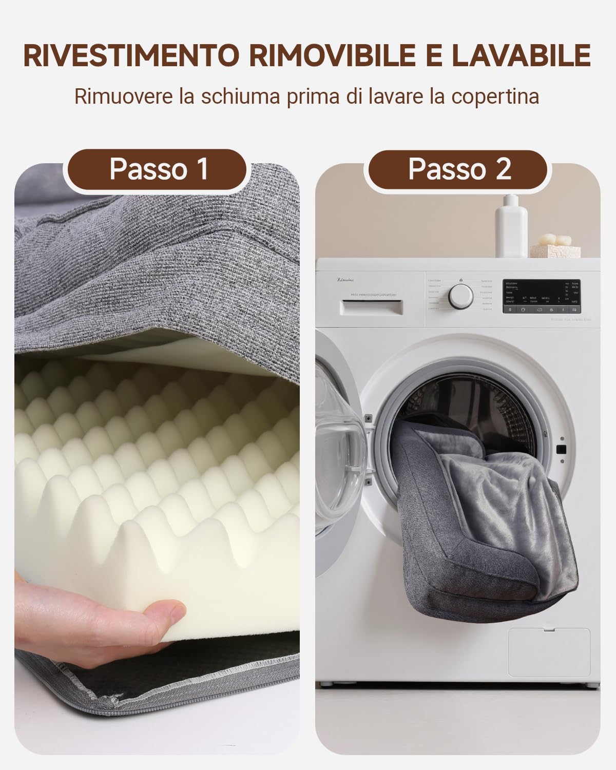 KSIIA Cuccia Cane Interno Cuscino Cane Sfoderabile e Lavabile, Ortopedica e Impermeabile con Base Antiscivolo, Con Cuscino a Forma di U, Grigio, 119x81x19cm