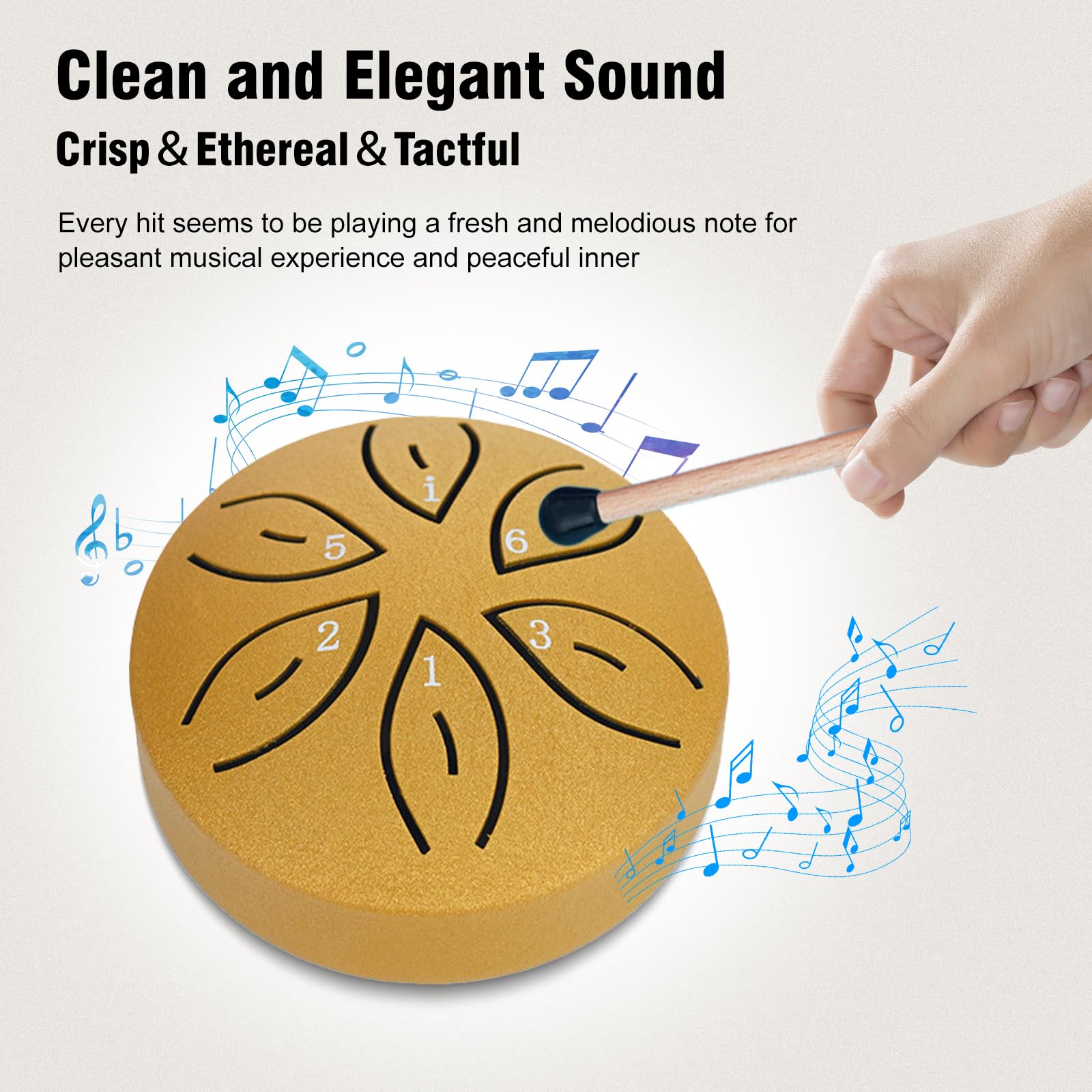 TINGSING Rain Drum for Outside Garden 3 Inches 6 Notes Steel Tongue Drum Rain Chime Handpan with Cloth Bag, Mallets - Image 4