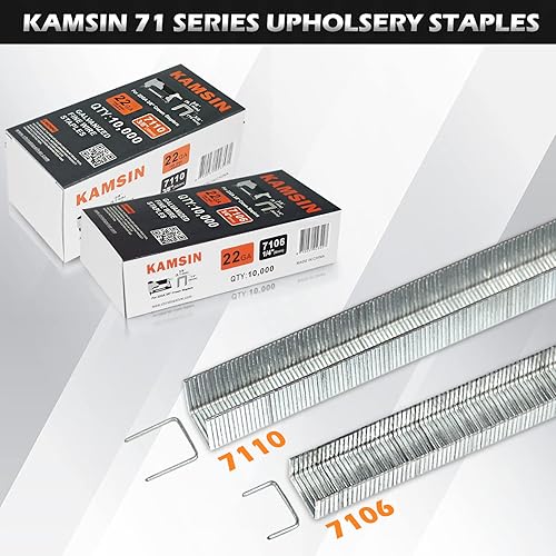 Miniatura 21 de KN7116L - Engrapadora neumática de tapicería de calibre 22, grapadora de alambre fino corona de 3/8 pulgadas, pistola de grapas de tapizado de nariz