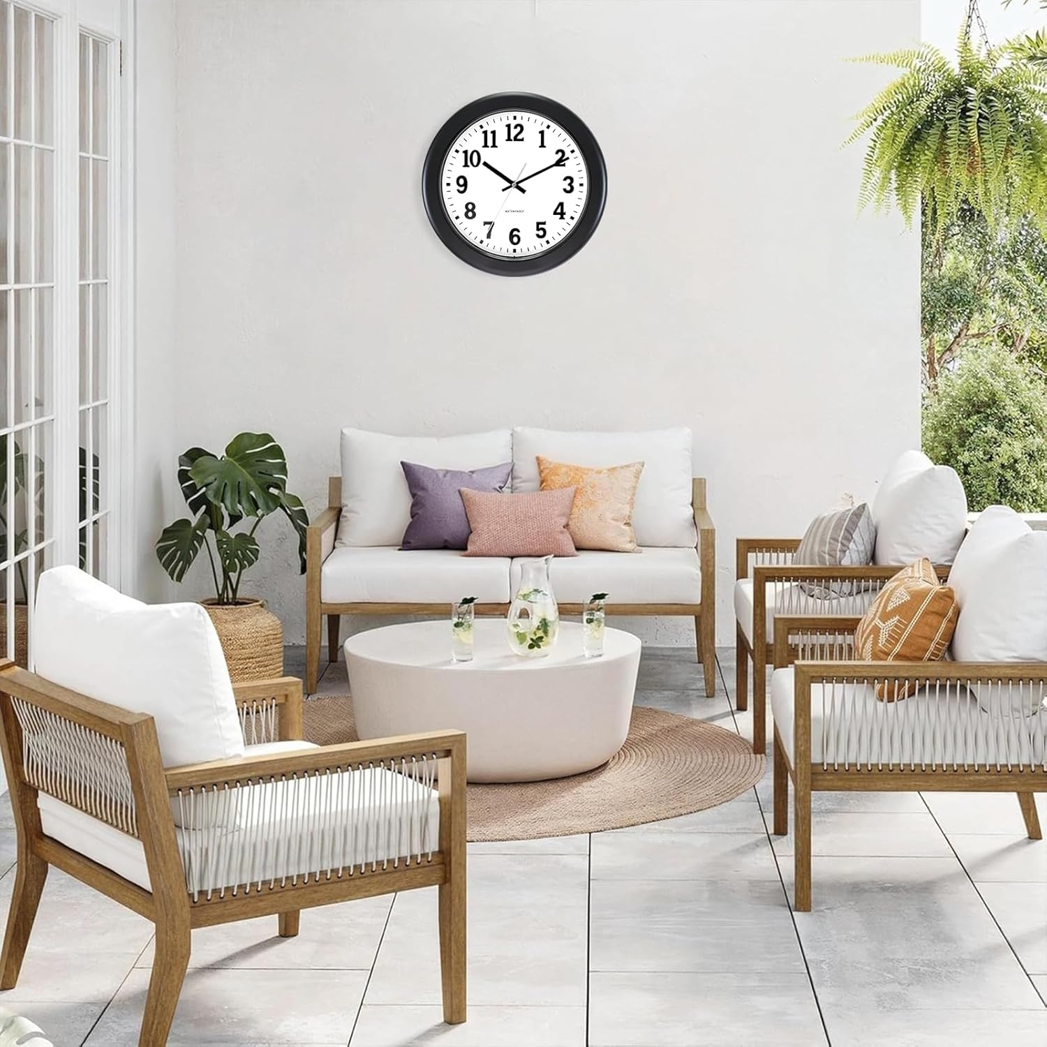 Caysie 12 Inch Sealed Indoor Outdoor Clock Waterproof, Silent Battery Operated Weatherproof Wall Clocks for Pool Patio Outside Home (Black)