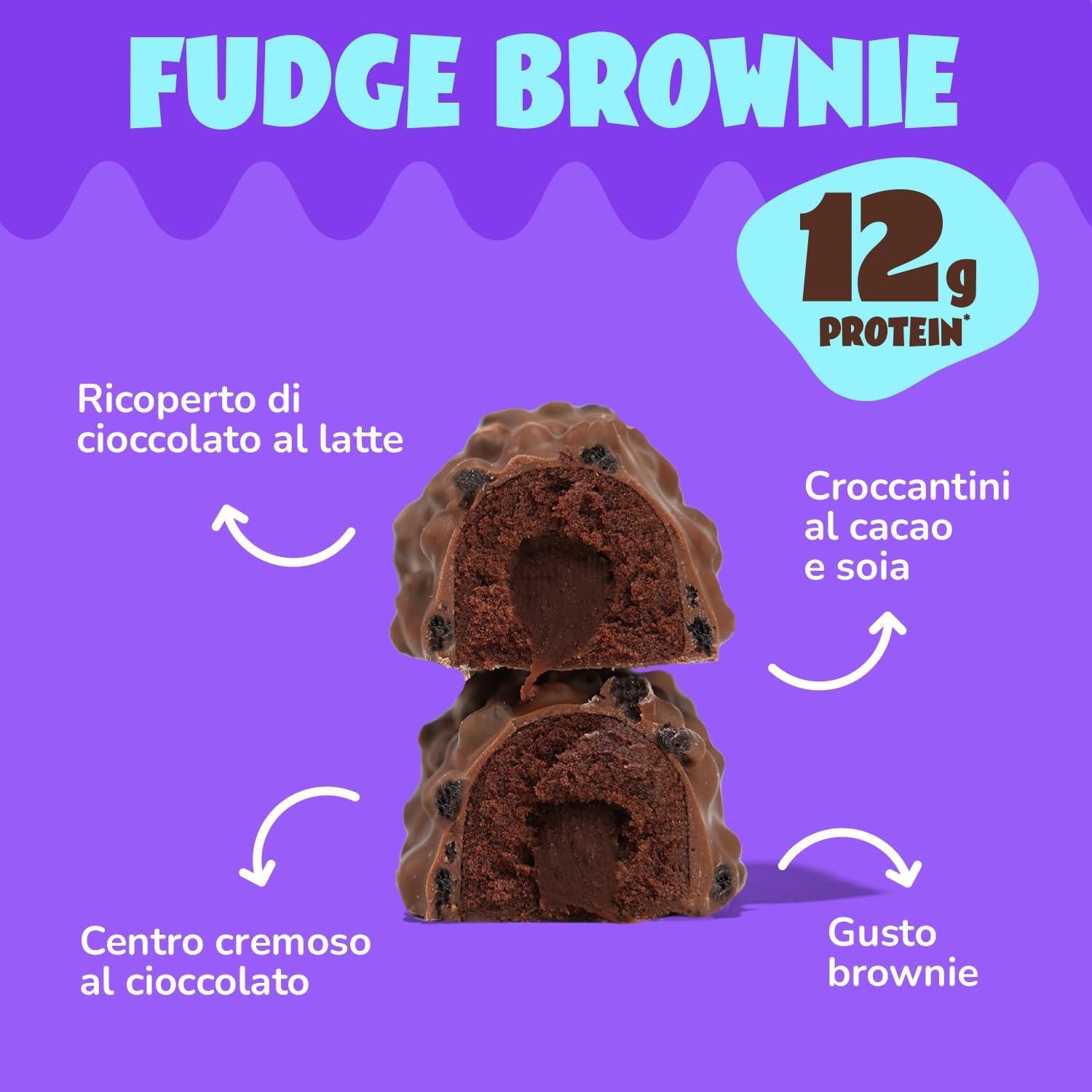 AHEAD Barrette Proteiche Fudge Brownie- 14x45g - Deliziosa barrette proteiche senza zucchero - Low barrette senza zucchero - Senza Glutine