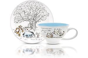 Winnie the Pooh Walking Scene Ceramic Teacup and Saucer Set