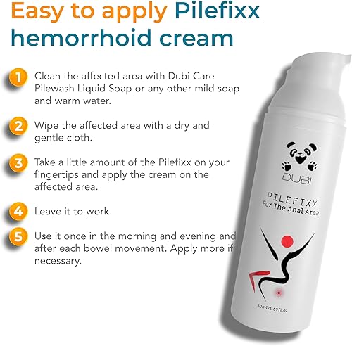 Miniatura 7 de DUBI Pilefixx Tratamiento para hemorroides - Crema para hemorroides - Pomada para hemorroides y fisuras para quemar, picazón, hinchazón -
