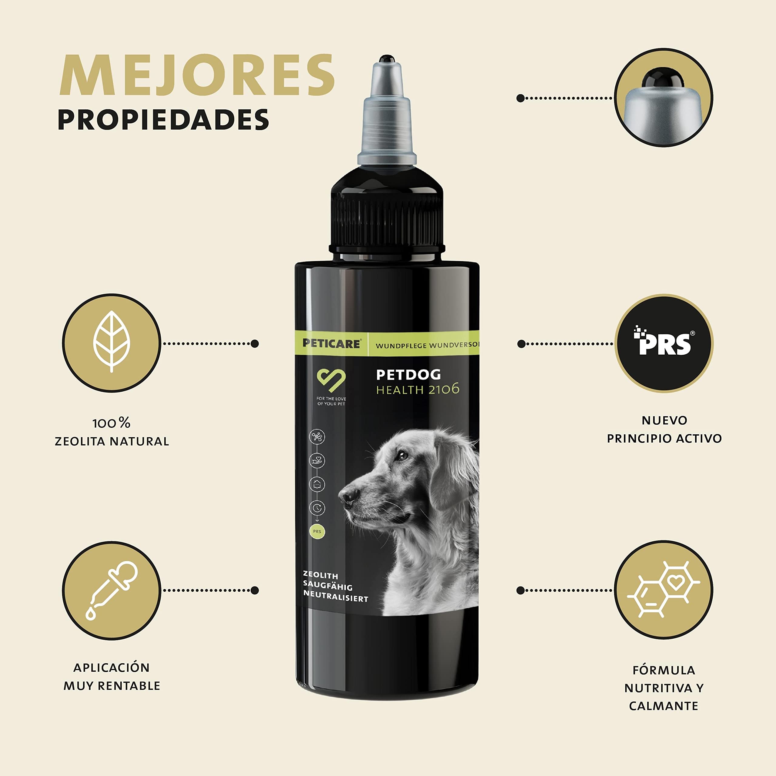 Peticare Polvo para Cuidado de Heridas en Caballos, Perros, Gatos - Detiene Picor de Piel, Promueve Curación, Tratamiento contra Mordedura, Zeolita, Ingredientes eficaces - petAnimal Health 2106