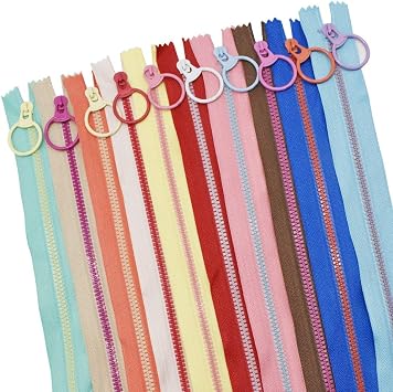 #3 Resin Zippers with Lifting Ring Pull Close End Vislon Zippers for DIY Tailor Sewing Craft Bags Mixed Color 7.87inch/ 20cm