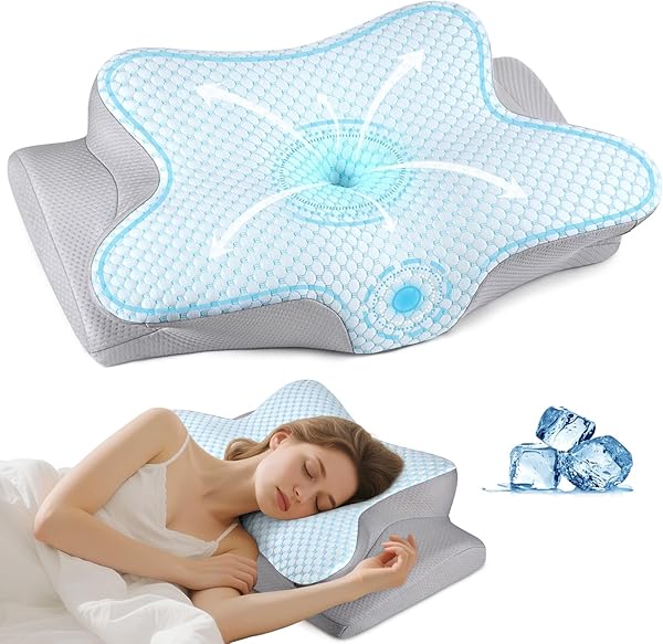 Neck Pillow Cervical Memory Foam Pillows for Pain Relief Sleeping, Contour Pillow for Shoulder Pain, Ergonomic Orthopedic Bed Pillow for Side, Back & Stomach Sleepers with Breathable Pillowcase