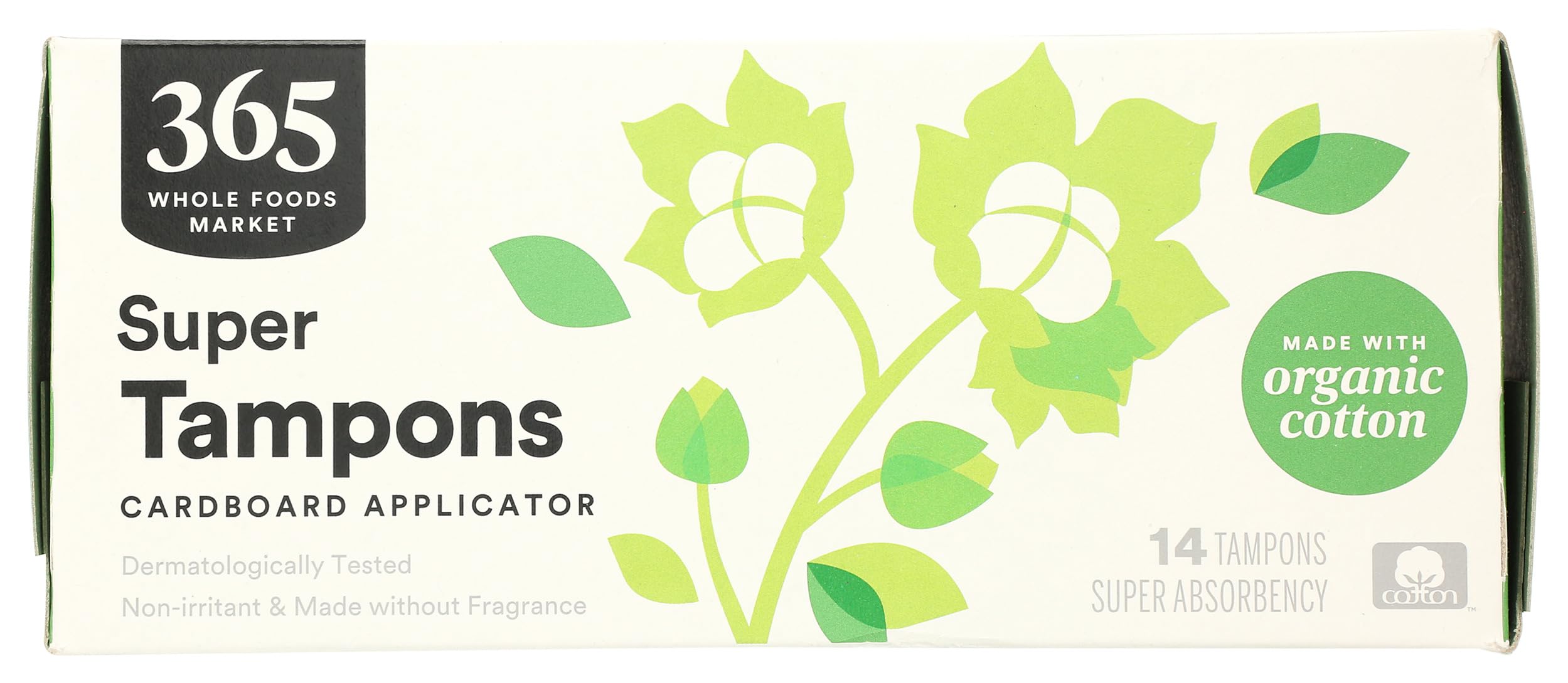 365 by Whole Foods Market, Tampons with Cardboard Applicators, Super Absorbency, Made with Organic Cotton, Unscented, 14 Count