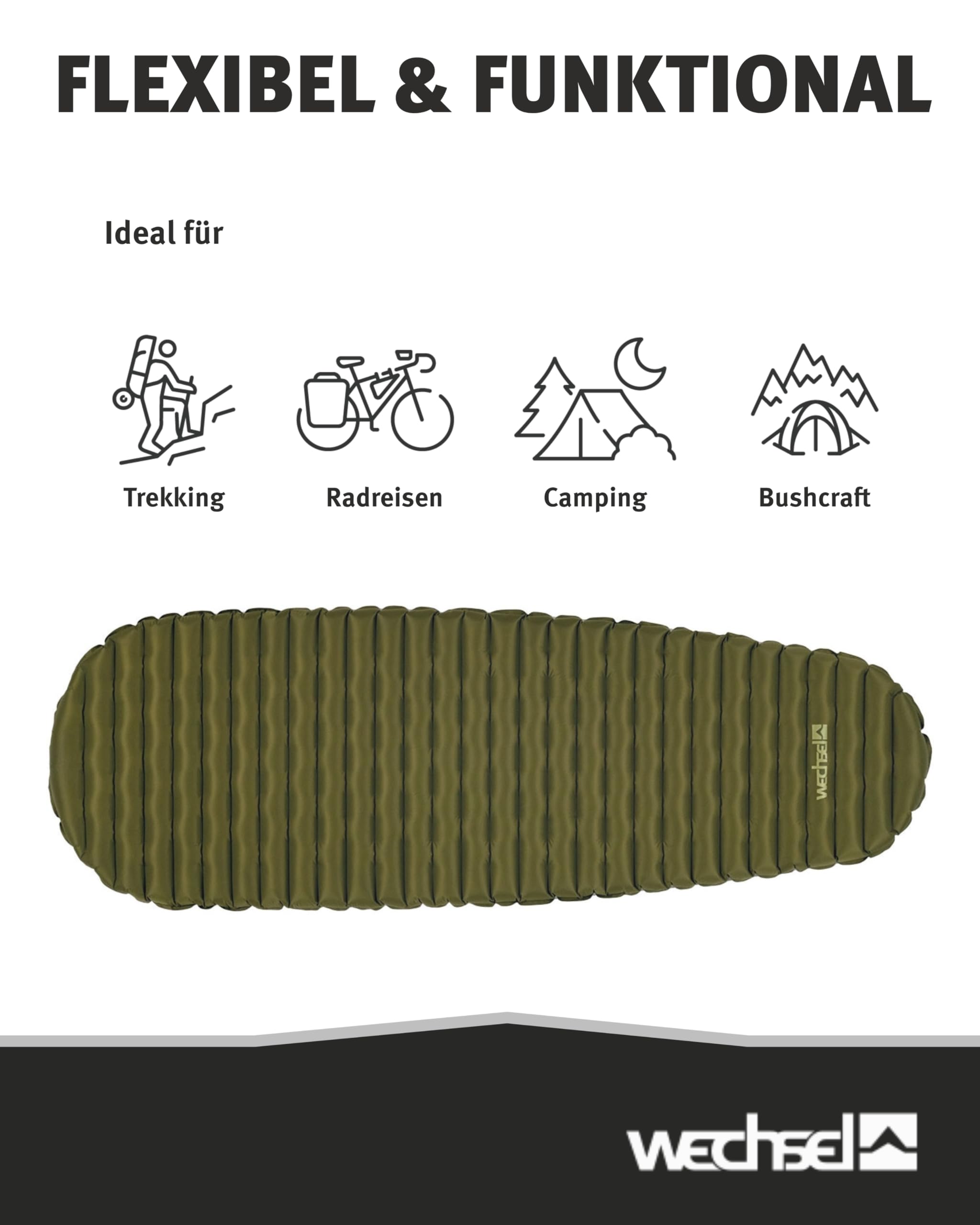 Wechsel Aera L I Ultraleichte Isomatte für mehrtägige Outdoor-Touren I Aufblasbare Luftmatte I Hervorragende Wärmeisolierung I 195 x 65 x 6,5 cm I Ideal für Trekking, Backpacking & Camping