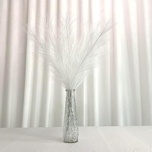 Miniatura 2 de 15 piezas de hierba de pampa artificial bohemia de 21 pulgadas, decoración de césped artificial de las pampas para la habitación del hogar (blanco