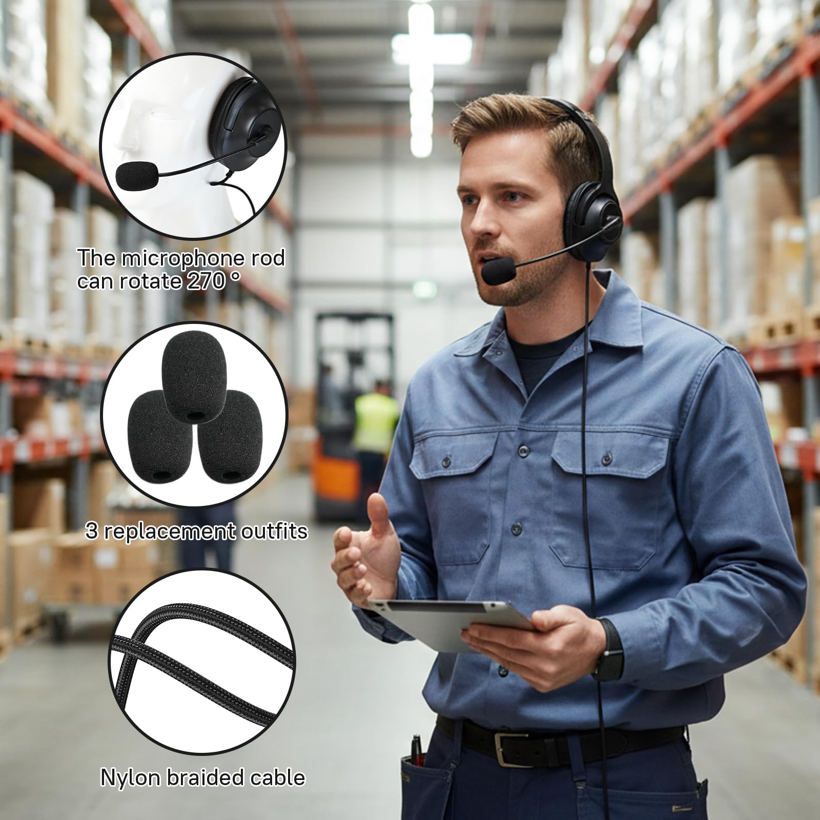 Casque anti-bruit pour talkie-walkie avec micro PTT Boom pour Motorola Radio 2 broches CLS 1110 1410 CP200 CP185 CP100D DLR 1060 (grand cache-oreilles) (simple côté)