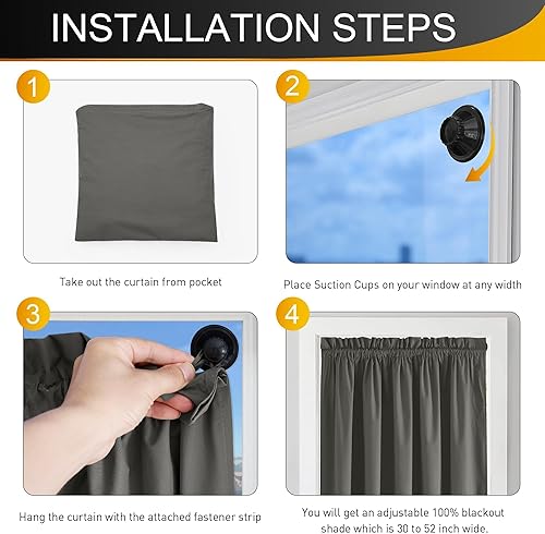 Miniatura 9 de NICETOWN Cortinas 100% opacas portátiles aptas para inquilinos de 78 pulgadas de largo, ligeras para mejorar el sueño, tratamientos de ventana de