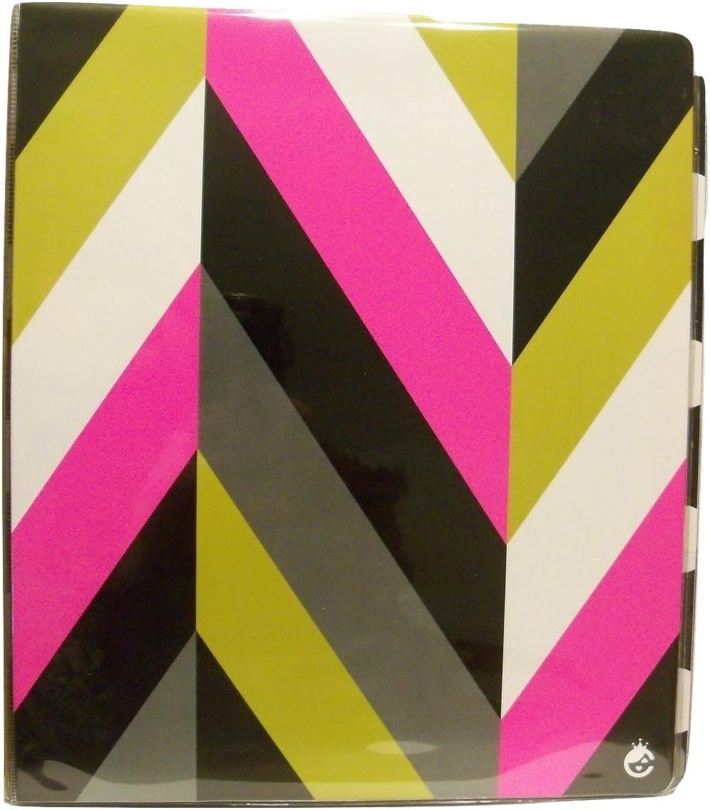 Studio C Fashionista Collection 1 Inch O-Ring Vinyl Binder with Pockets (Multicolored Chevrons, 10 Inches x 11.5 Inches)