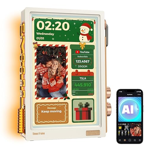 Divoom Times Frame-10.1" WiFi Digital Picture Frame with 64GB, Free App with No Subscription Fees, Supports Uploading Photos/Videos/Calendars/Weather/Sports Scores and Various DIY Content - White