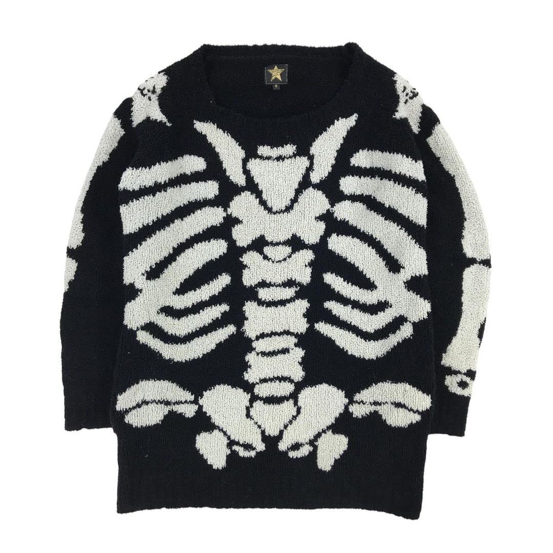Grunge Sweater Y2K Fairy Hip Hop Knit Pullover Fairycore Gothic Tops Punk Goth Skeleton Oversized Aesthetic Streetwear